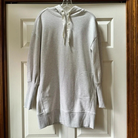 Athleta Modal Mala Hoodie Dress Heathered Oatmeal Size Small - Picture 2 of 12